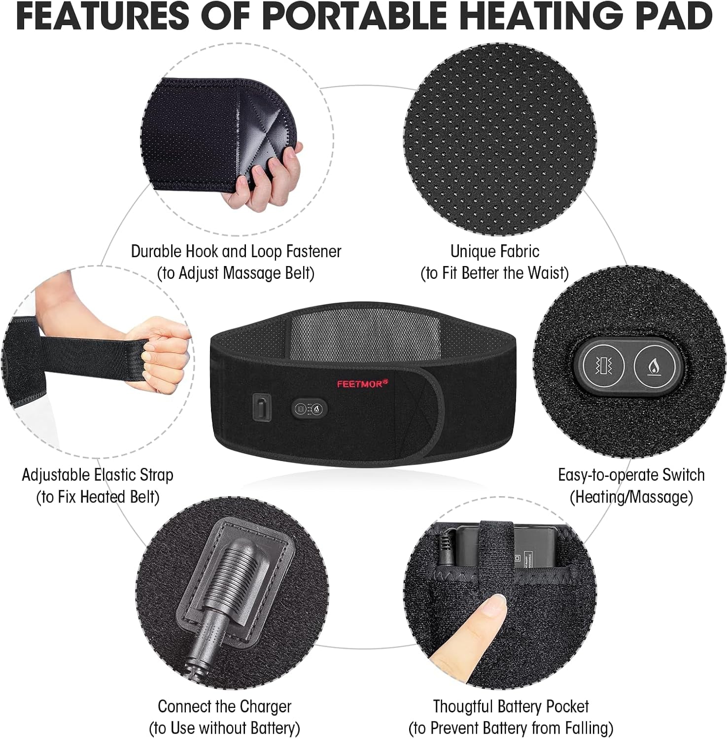 Heating Pad, Wireless Heating Belt, Back Heating, Rechargeable Battery Power Supply