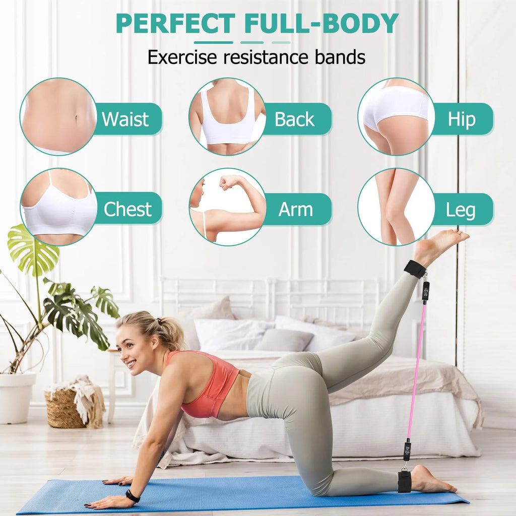 Pilates Bar Kit with Resistance Bands,Pilates Bar with Stackable Bands Workout Equipment for Legs,Hip,Waist and Arm,Exercise Fitness Equipment for Women & Men Home Gym Yoga Pilates