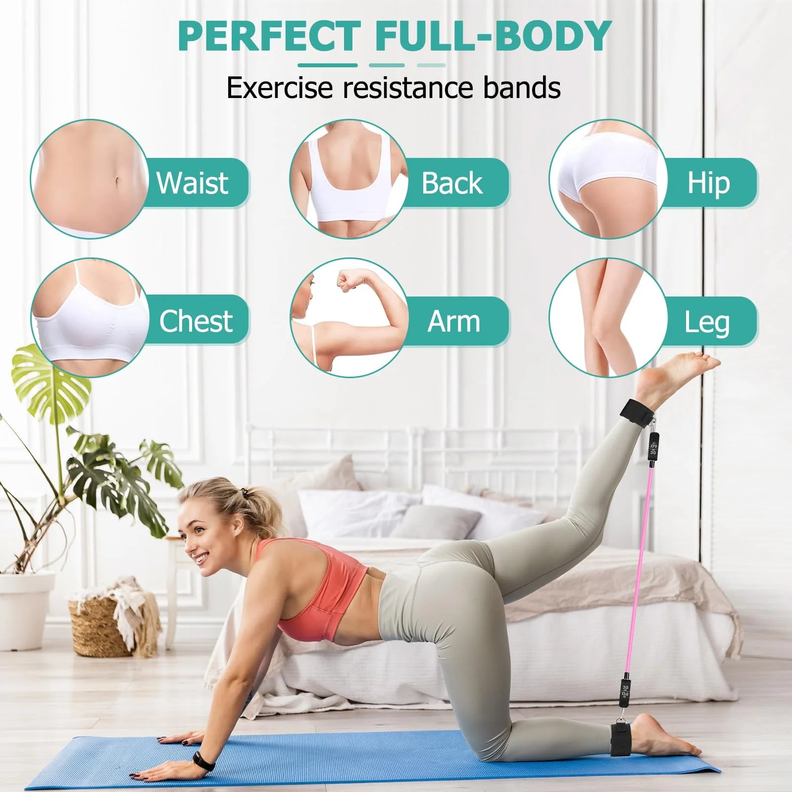 Pilates Bar Kit with Resistance Bands,Pilates Bar with Stackable Bands Workout Equipment for Legs,Hip,Waist and Arm,Exercise Fitness Equipment for Women & Men Home Gym Yoga Pilates