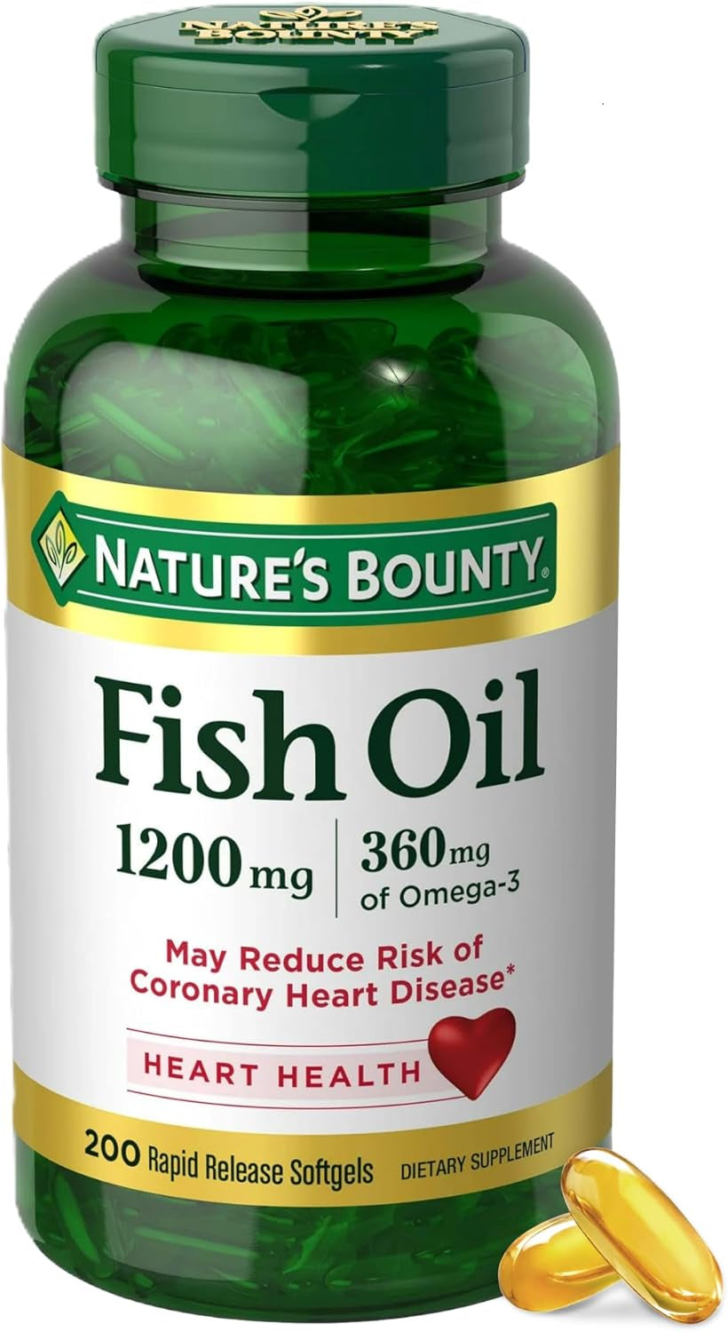 Fish Oil Omega 3 Supplements - Supports Heart Health, 1200 Mg Fish Oil, Omega-3, 200 Softgels (Pack of 1)