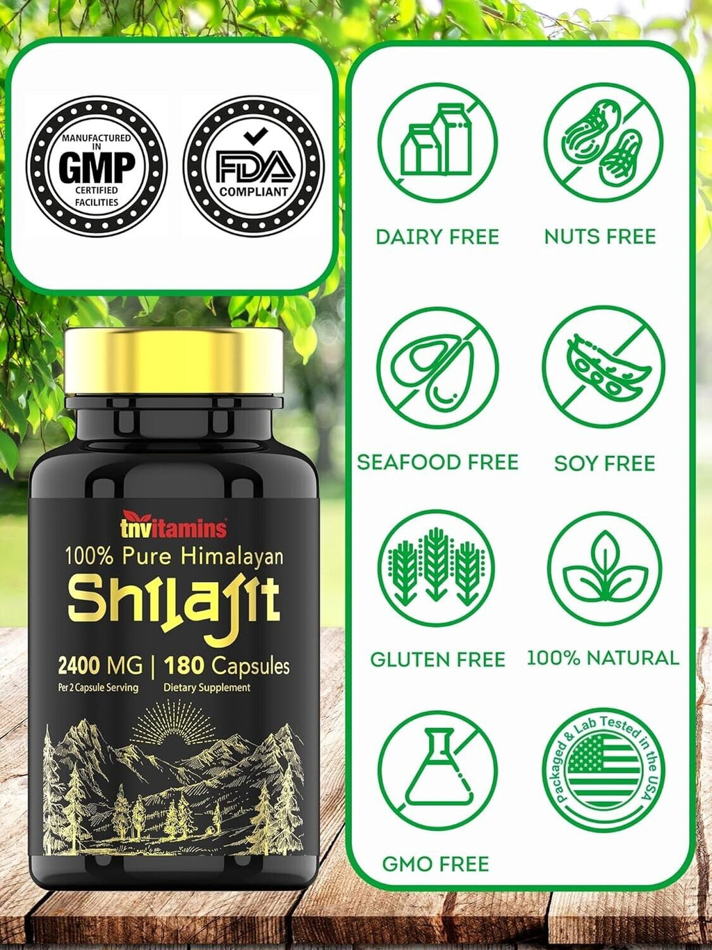 Shilajit 2400Mg 180 Caps Naturally Occurring Fulvic Acid Non Gmo/No Gluten