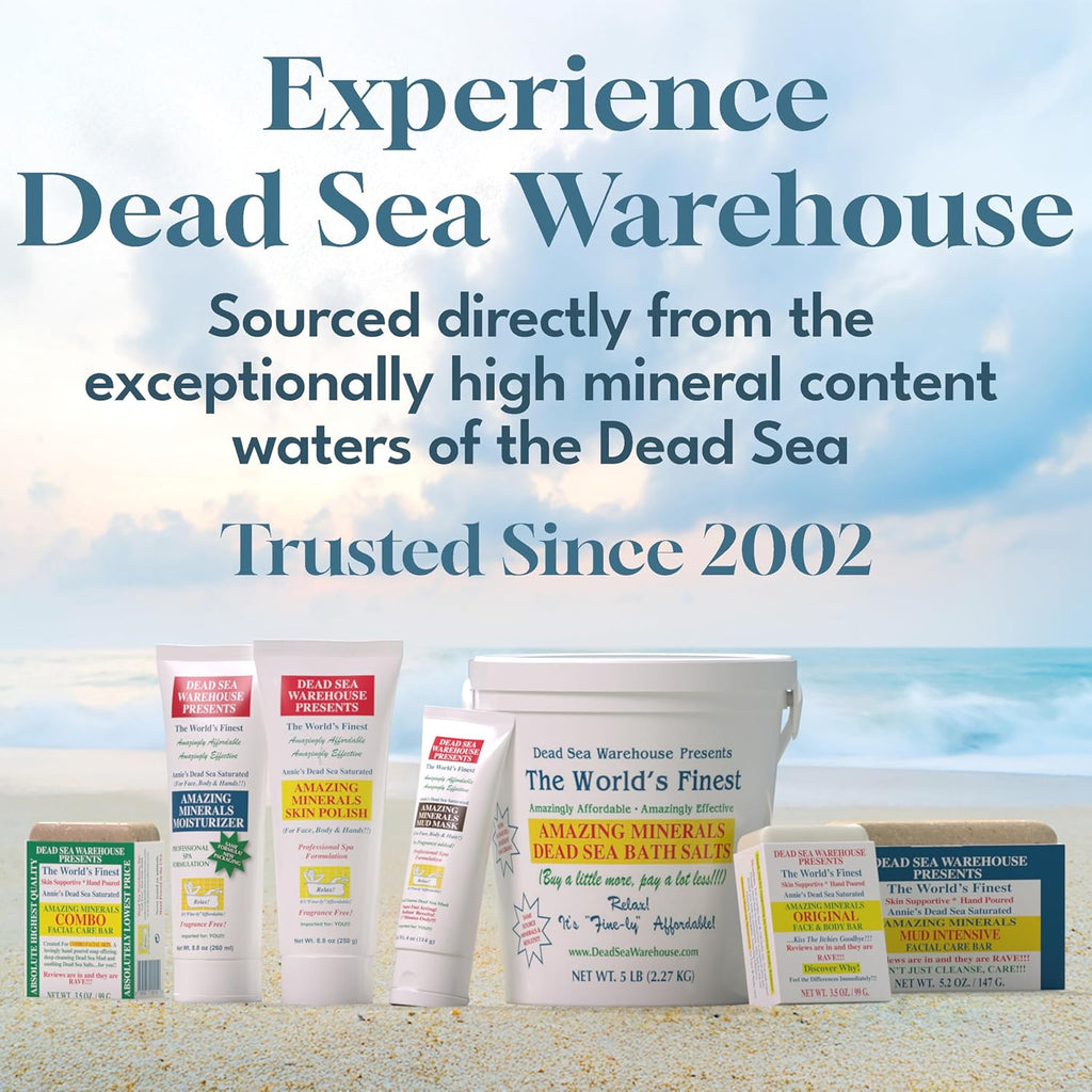 -Amazing Minerals Dead Sea Bath Salts,100% Full Mineral Therapeutic Bath Salts, Detoxifying & Moisturizing, Exfoliating for Dry Skin, Unscented(5 Lbs)