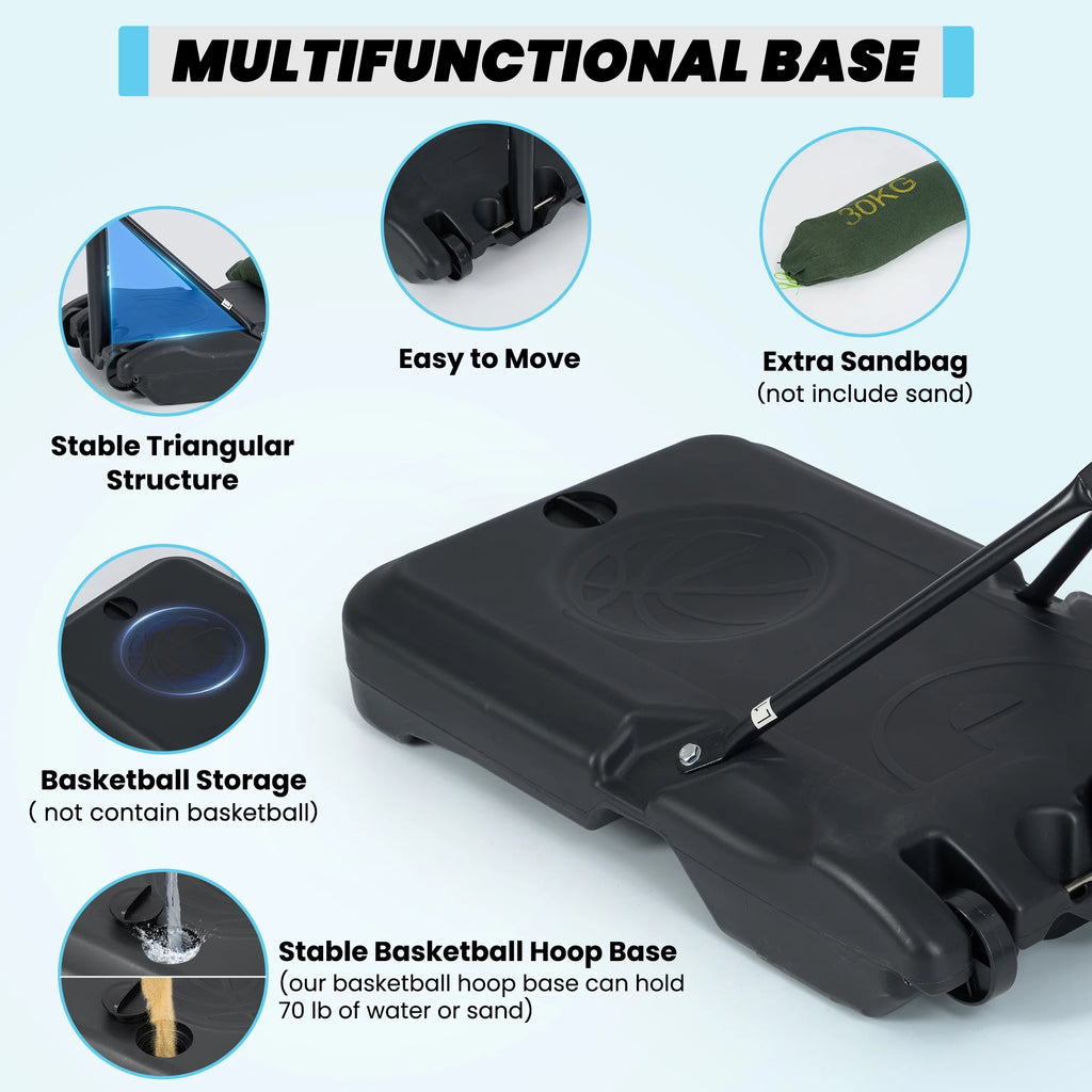 Basketball Hoop Basketball Goal System Height Adjustable 5.1Ft to 7Ft Court for All Age Ranges Indoor Outdoor Use