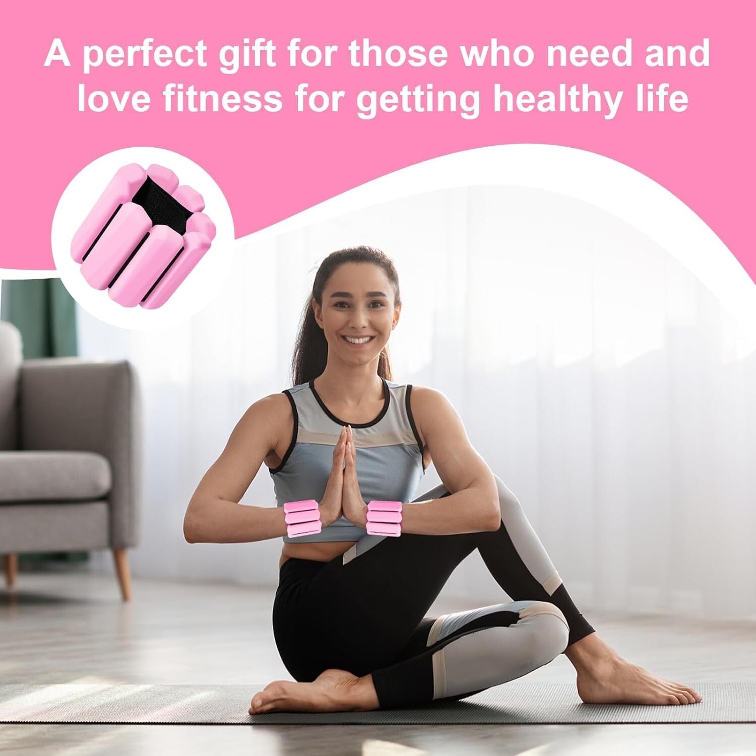 Bangles 2Pc Body Weight Set Wrist Leg Weight & Ankle Weights - 1Lbs Each Wrist