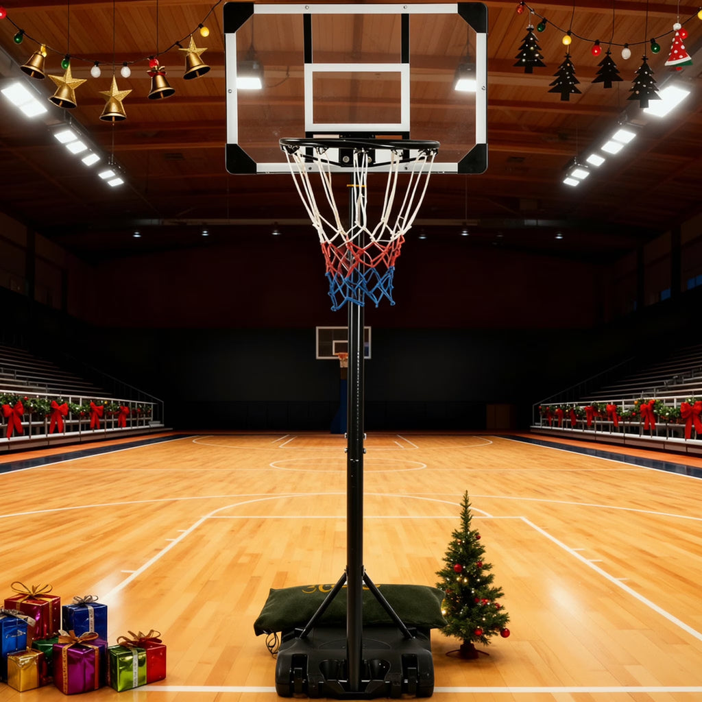 Basketball Hoop Basketball Goal System Height Adjustable 5.1Ft to 7Ft Court for All Age Ranges Indoor Outdoor Use