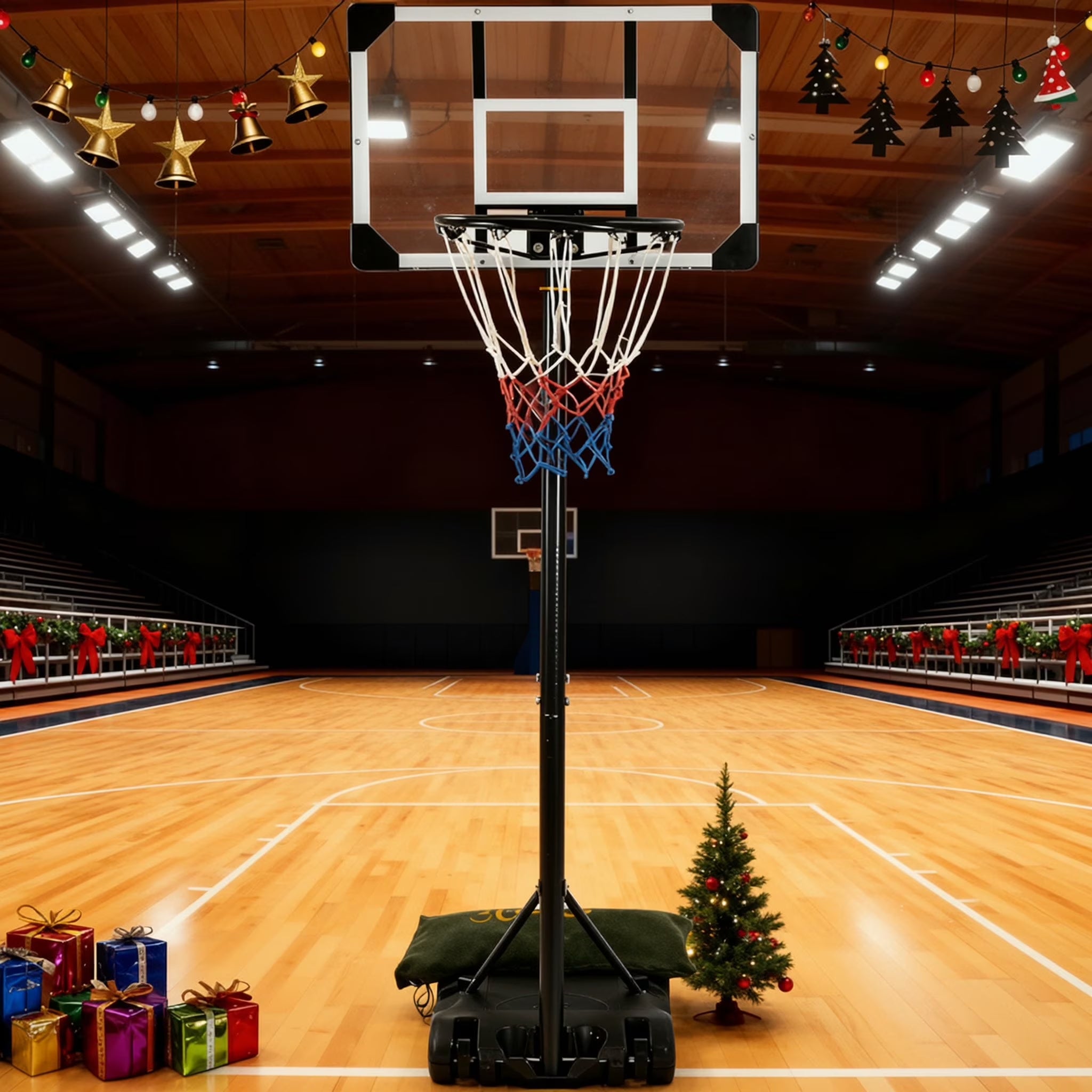 Basketball Hoop Basketball Goal System Height Adjustable 5.1Ft to 7Ft Court for All Age Ranges Indoor Outdoor Use