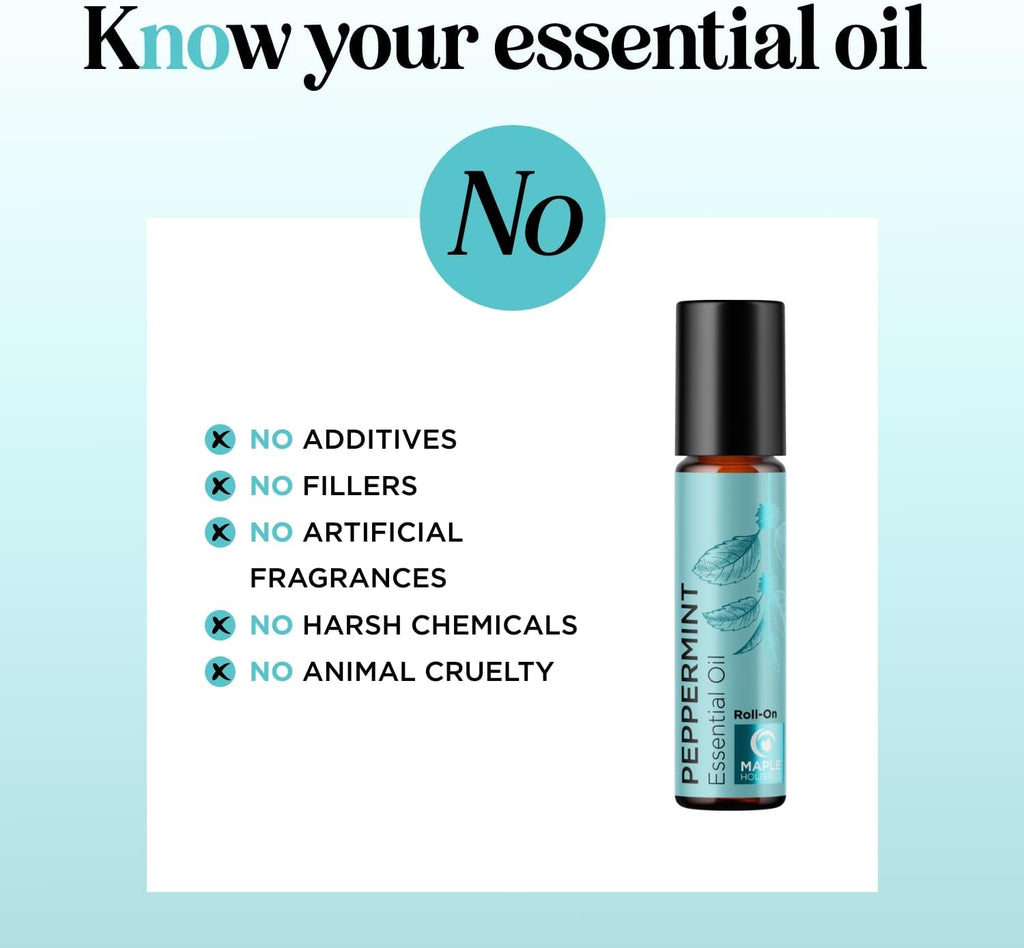 Peppermint Oil Roll on - Pure Peppermint Rollerball Essential Oil Aromatherapy Stick for Headaches - Natural Travel Essential and Pregnancy Must Have for Headaches Energy & Focus Support (1 Pack)